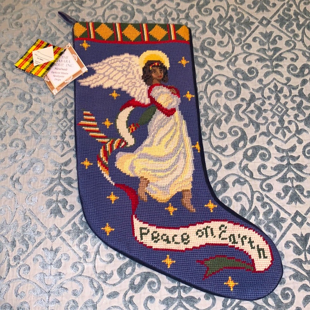 Peking Handicrafts Angel “Peace on Earth”Needlepoint Stocking